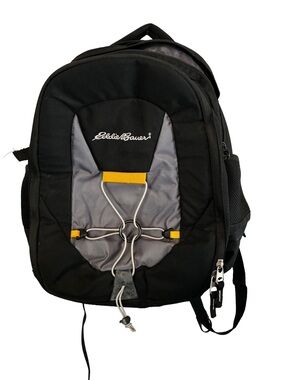 Vintage Eddie Bauer AirTech Backpack Black Gray Yellow